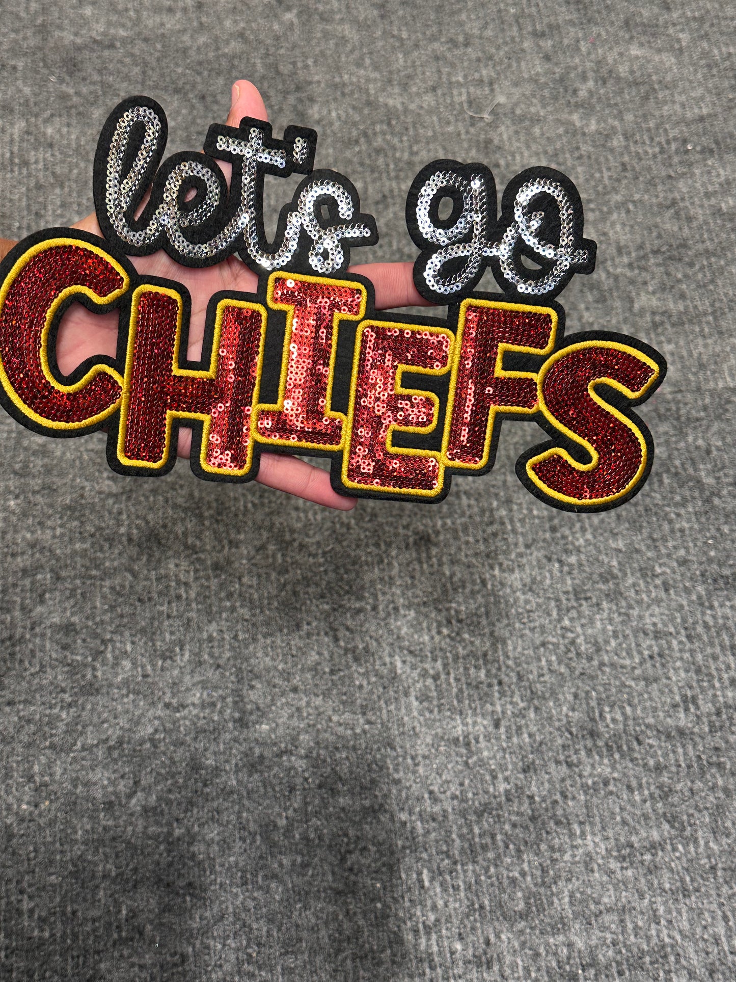 Chenille Patch- FOR SWEATSHIRTS -CHIEFS SEQUIN