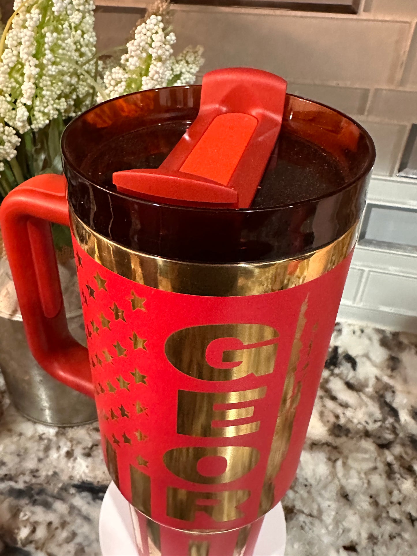 GEORGIA BULLDOGS 40 oz Stainless Steel TUMBLER- GOLD Plated, Double Walled Vacuum Insulated