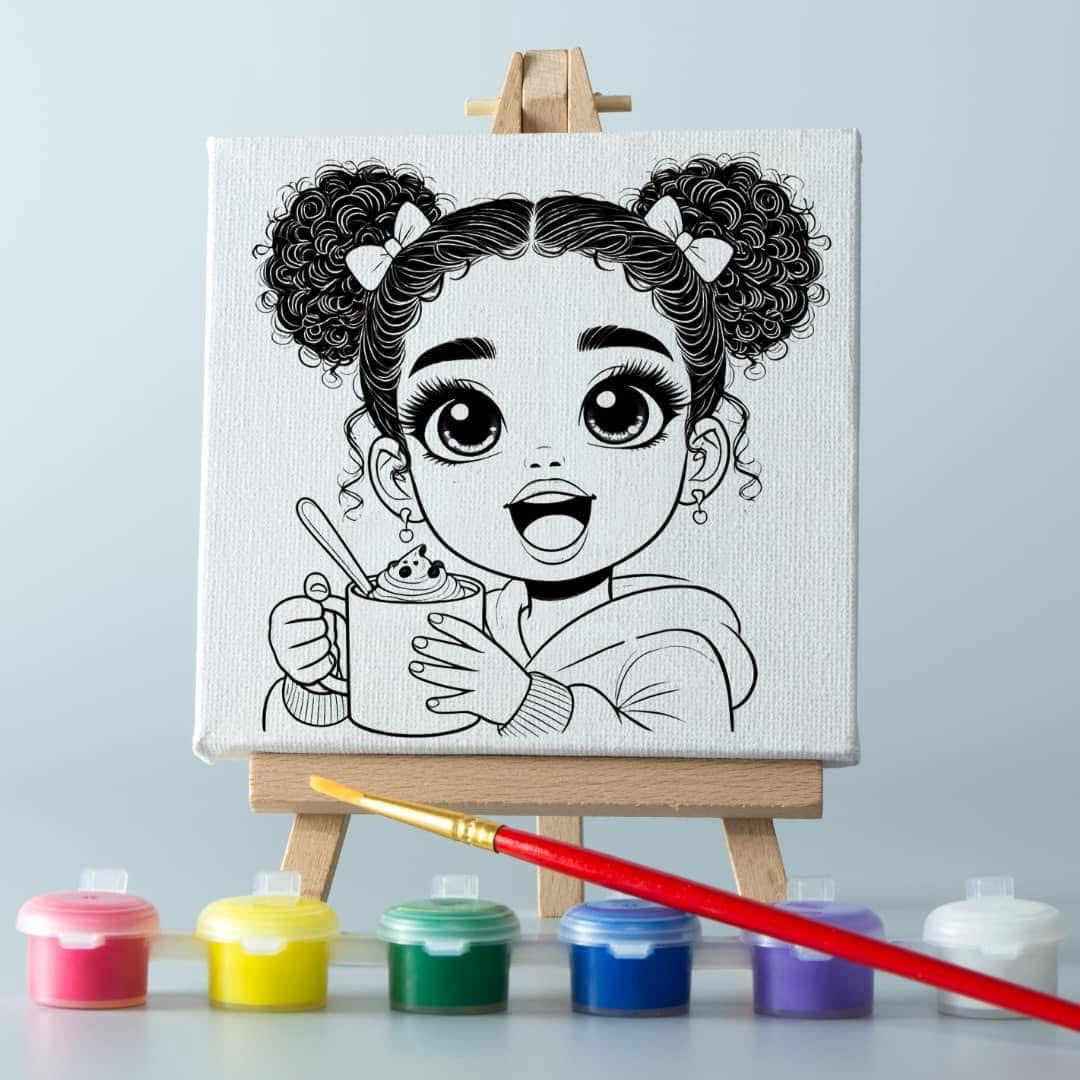 Paint Canvas with paint and brush