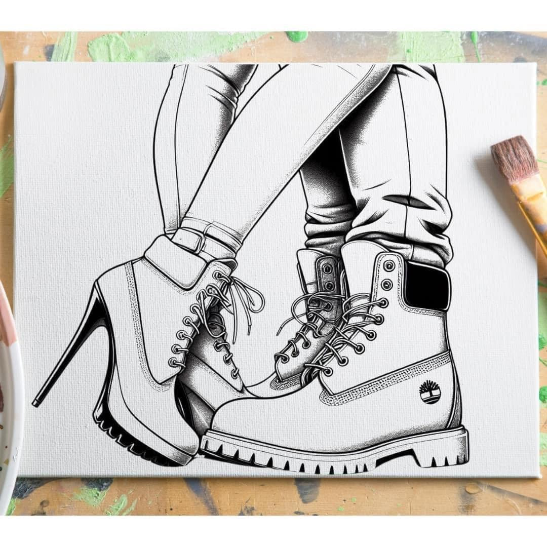 Paint Canvas with paint and brush