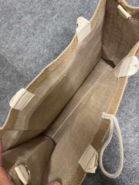 Burlap canvas bag with matching cosmetic bag (multiple)
