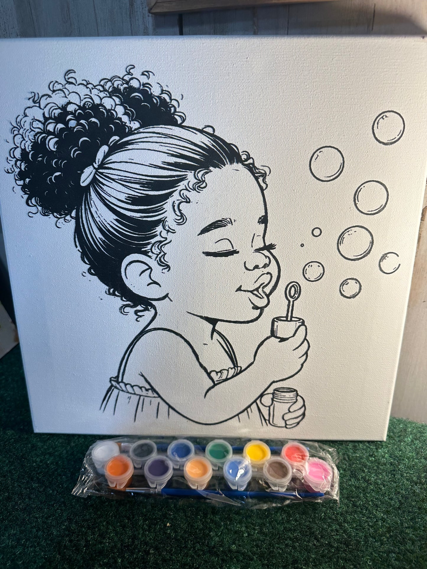 Paint Canvas with paint and brush
