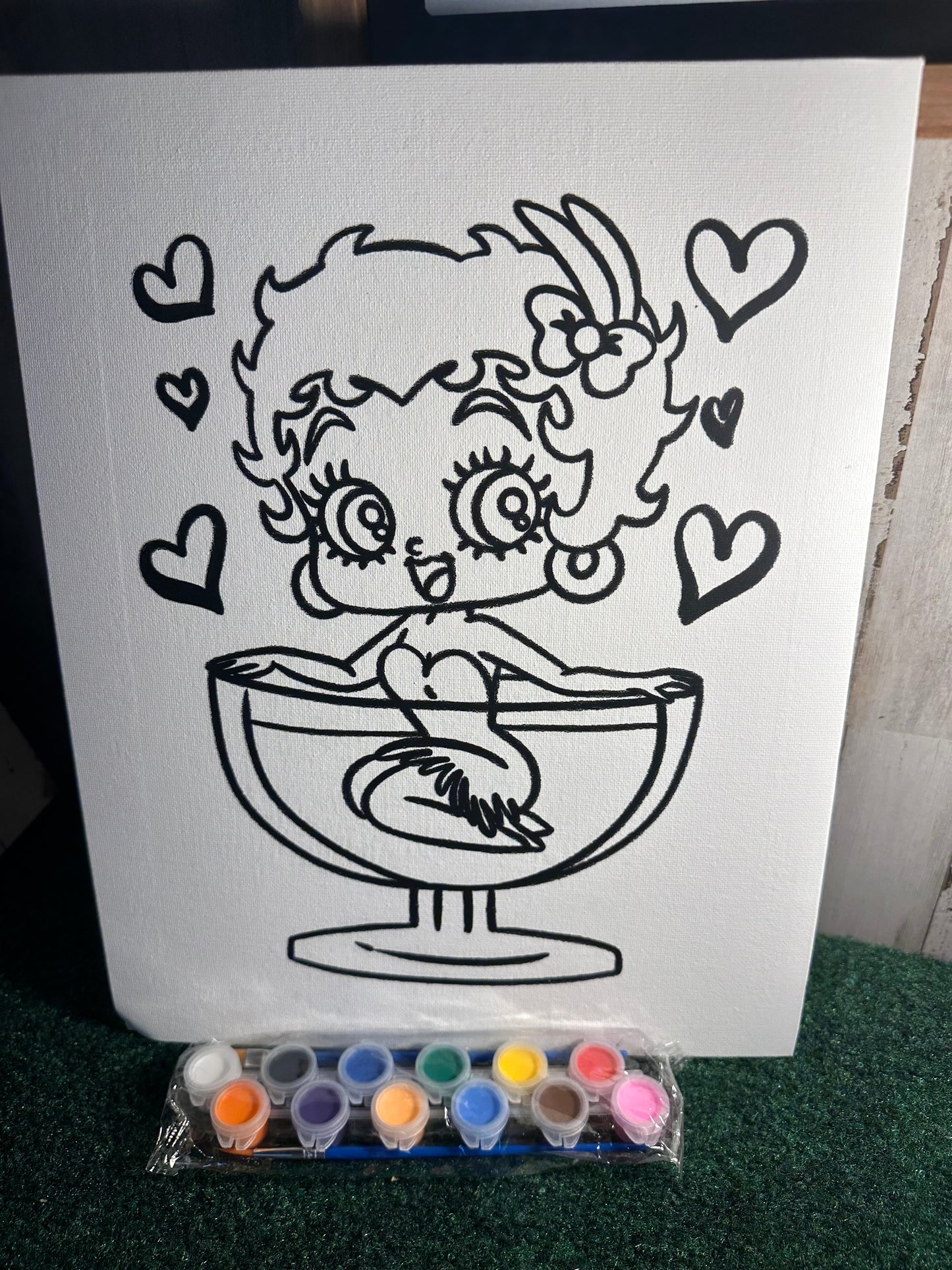 Paint Canvas with paint and brush