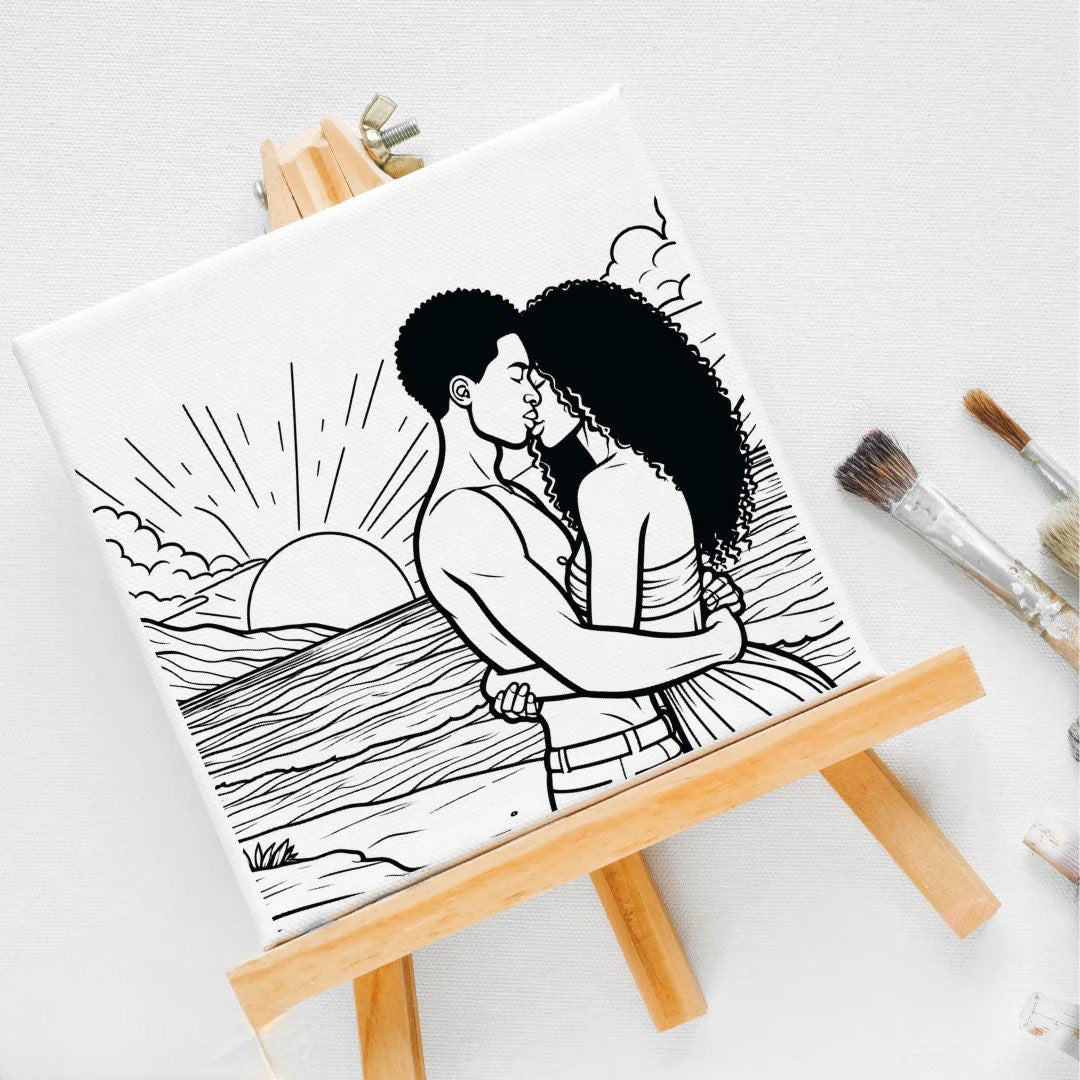 Paint Canvas with paint and brush