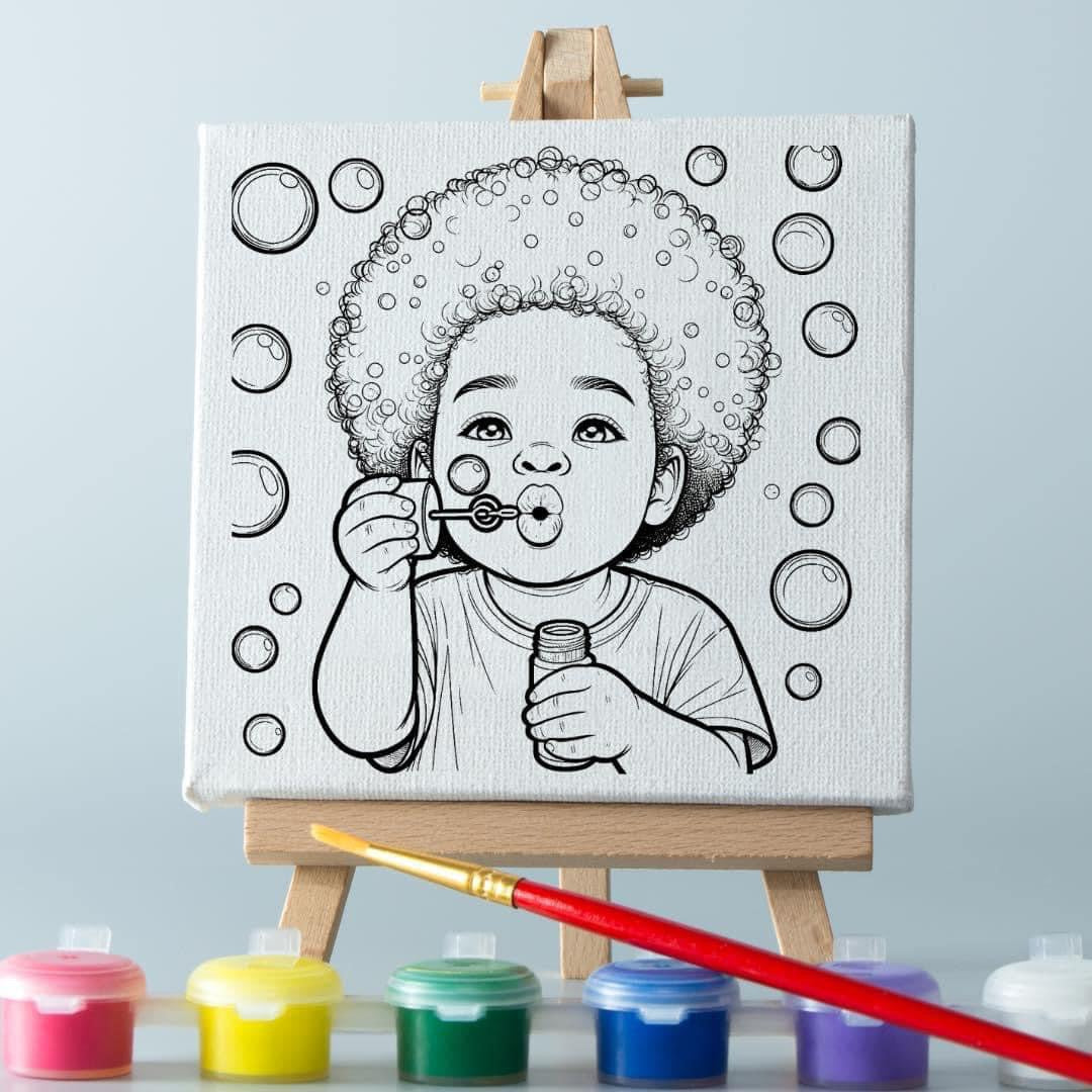 Paint Canvas with paint and brush