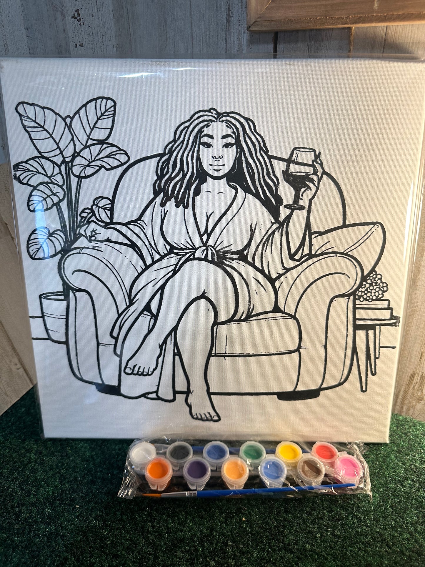 Paint Canvas with paint and brush