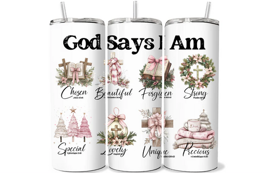 20 0Z SUBLIMATION TRANSFER - CHRISTMAS GOD SAYS I AM