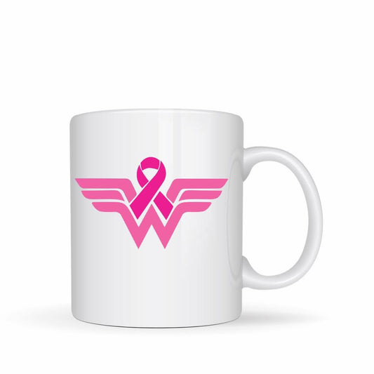 Pink Wonder Woman mug, Breast Cancer Awareness, Coffee, Tea, Support