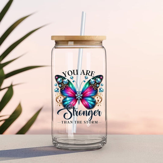 You Are Stronger 16 oz Libbey Glass, Hot Drinks, Cold Drinks