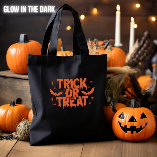 Glow in The Dark Trick or Treat Tote Bag, Halloween, Candy