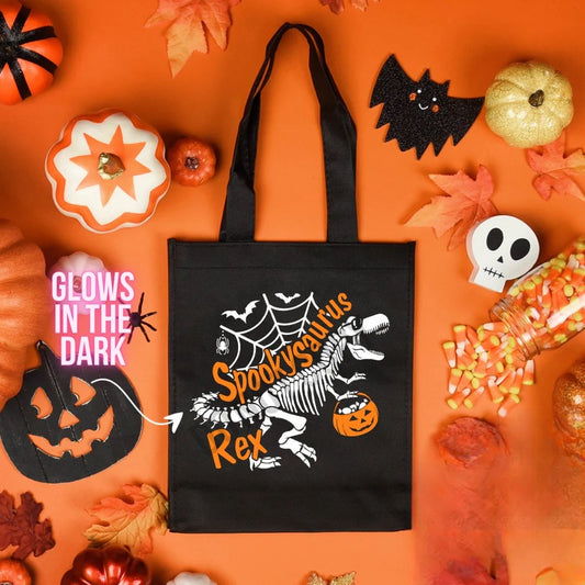 Glow in The Dark Spookysaurus Tote Bag, Halloween, Trick or Treat