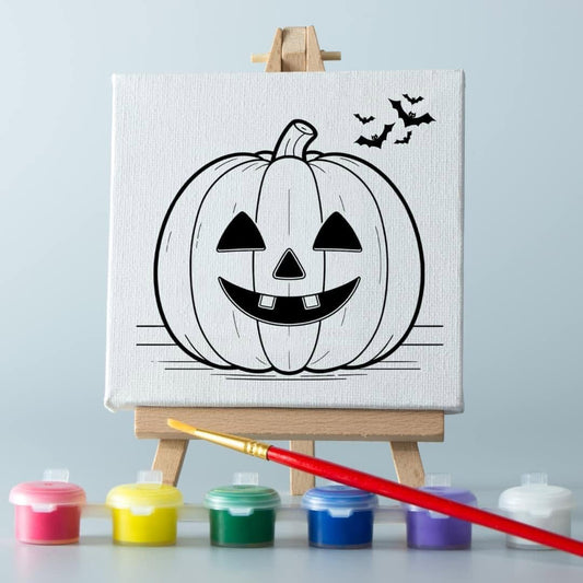 Pumpkin Paint Canvas with paint and brush