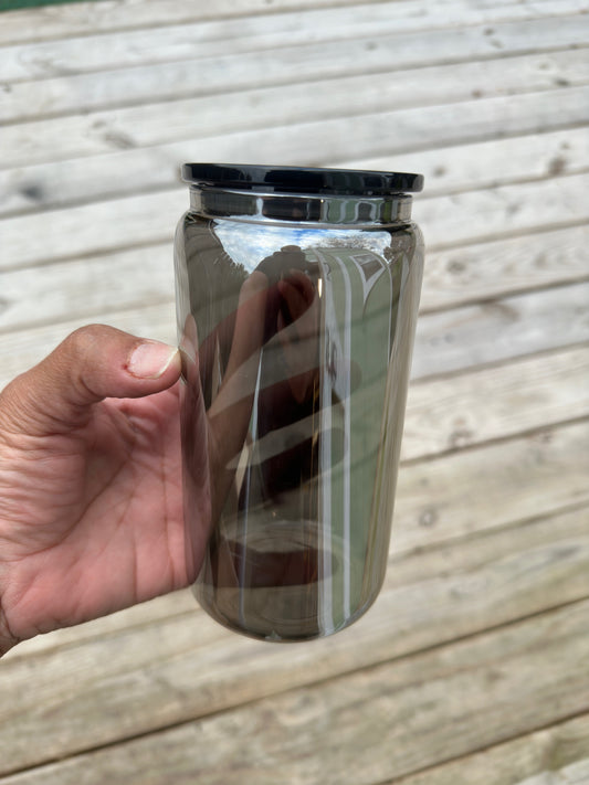 Blank Black mirrored 16oz libbey Glass Can